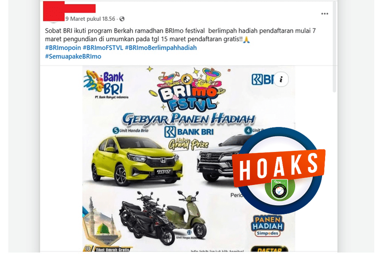 [HOAX] BRI Gelar Undian Berhadiah di Bulan Ramadan